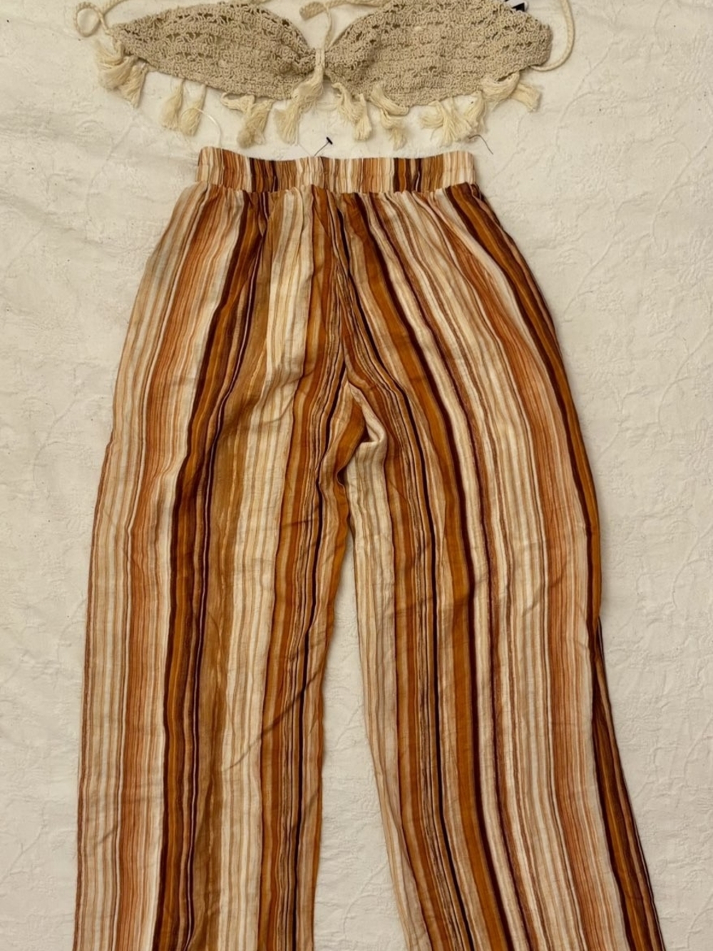 Fashion Nova Blush Multi Striped Wide-Leg Pants - Picture 3 of 3